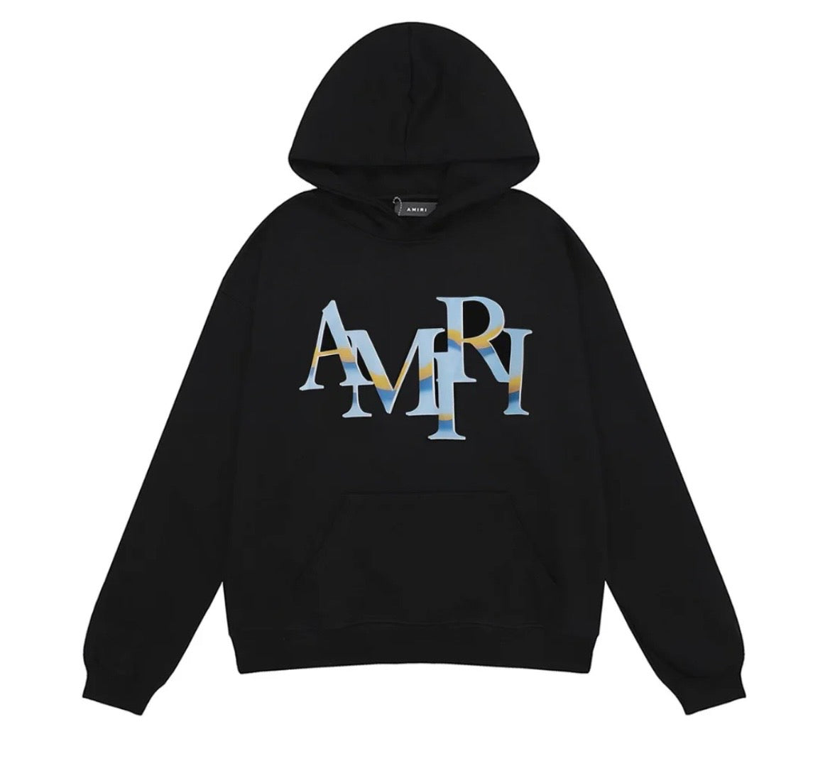 AMIRI CHROME STAGGERED LOGO HOODIE BLACK