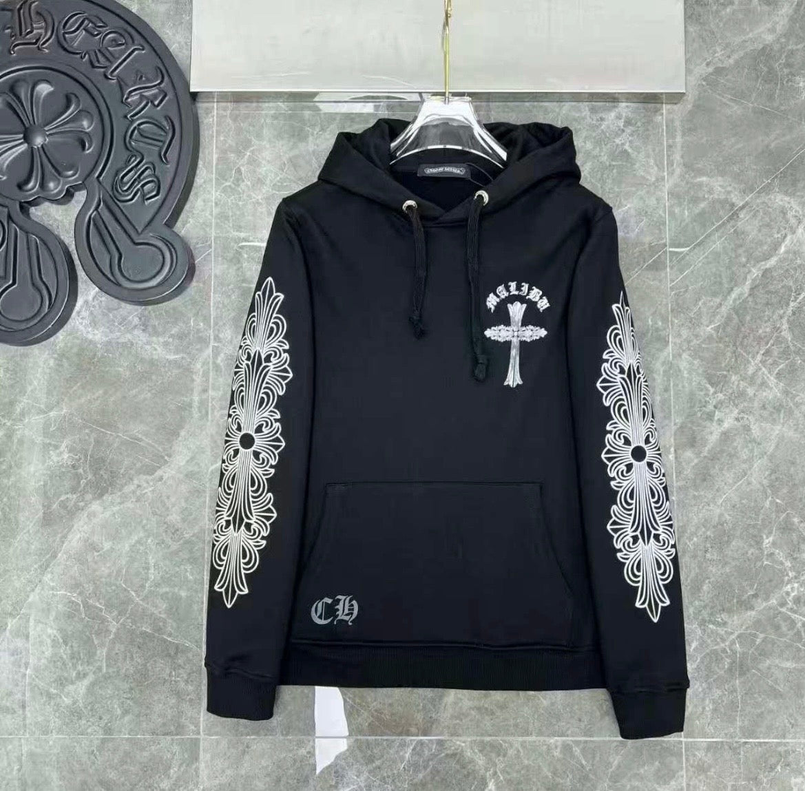 CHROME HEARTS HOODIE - BLACK/WHITE