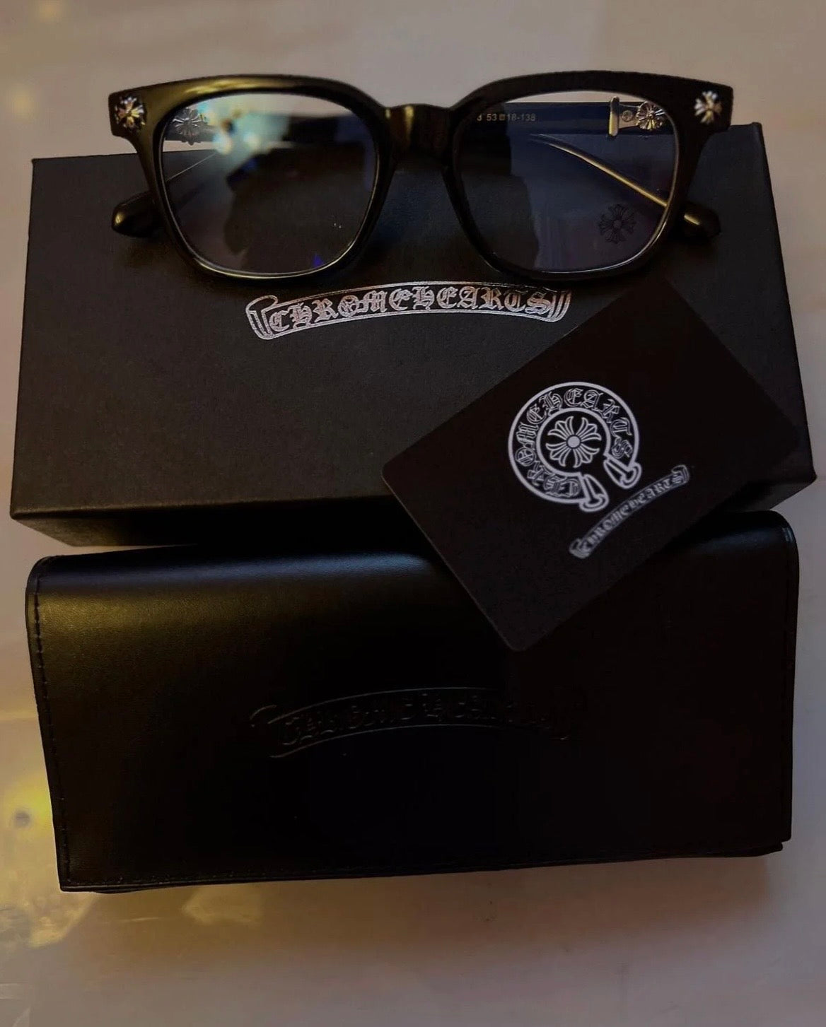 BLACK CHROME HEARTS GLASSES
