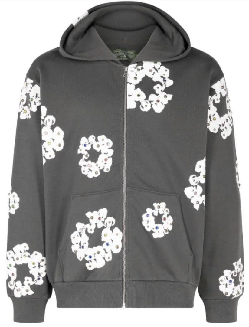 DENIM TEARS RHINESTONE ZIP UP HOODIE TRACKSUIT