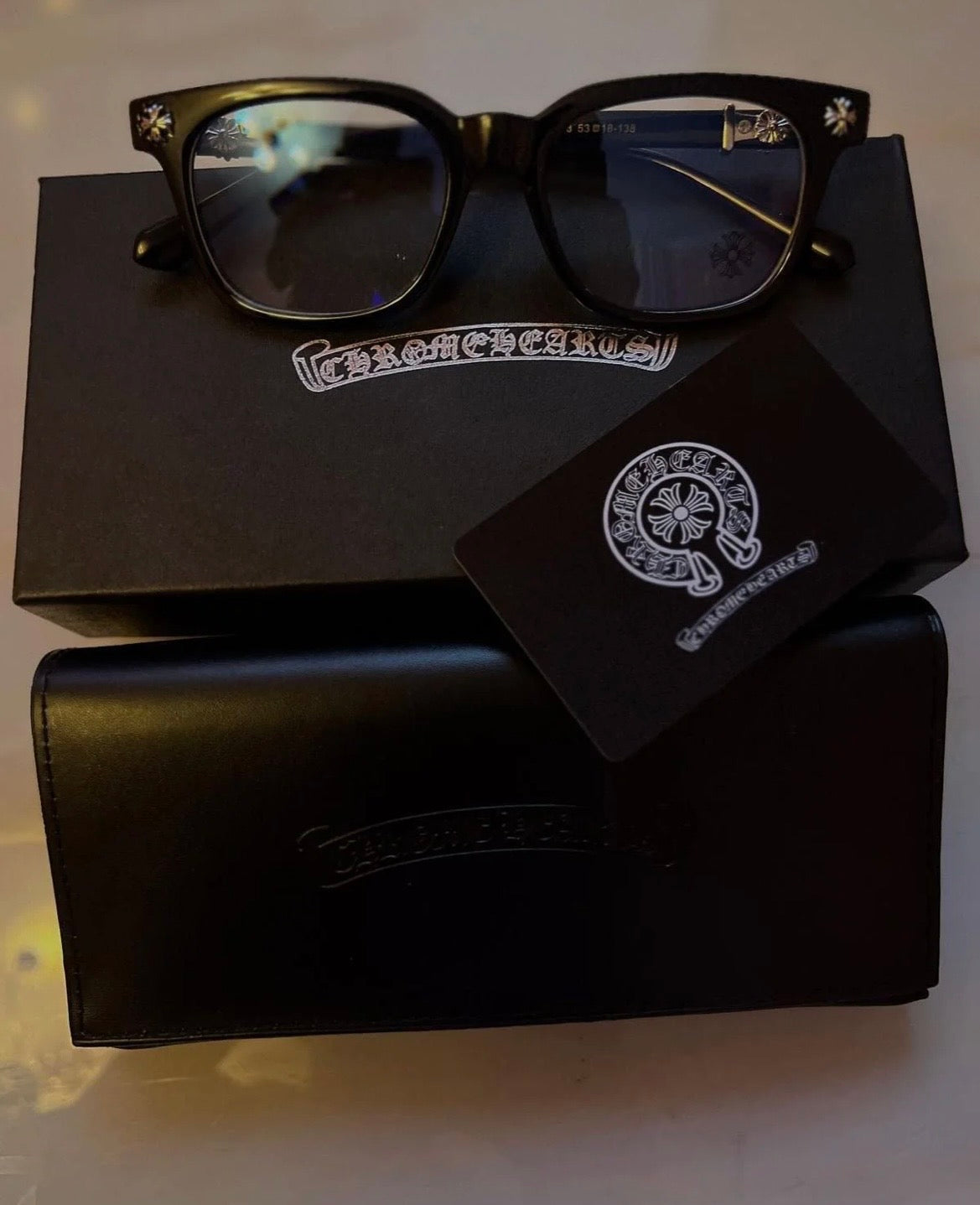 BLACK CHROME HEARTS GLASSES